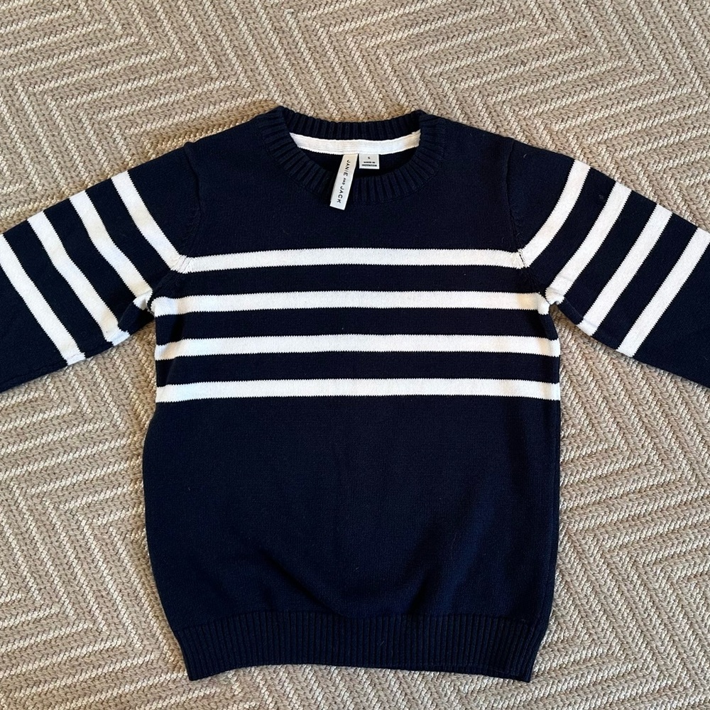 Janie and Jack Navy and White Striped Sweater Size 5 New